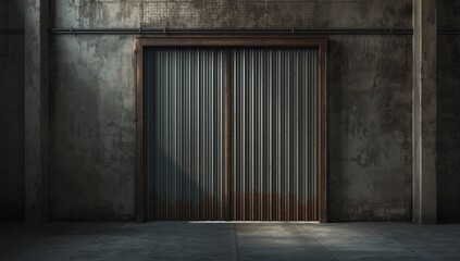 Rustic steel door, serving as an exterior security feature in urban environments