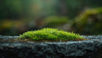 Fototapeta premium Close-up of lush green moss highlighting surface detail for plant conservation
