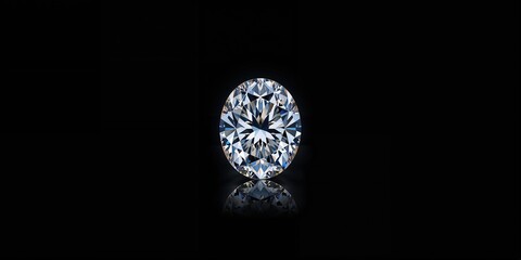 Oval cut diamond on a black surface, highlighting gemstone transparency and craftsmanship, ideal for luxury branding, World Gemstone Day