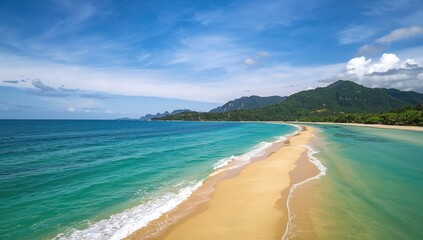 Koh Lanta Krabi coastal landscape featuring lush greenery and calm seas, suitable for eco-tourism activities, World Environment Day