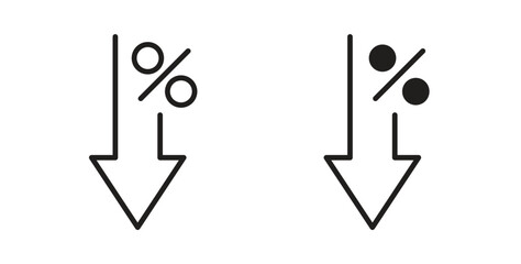 Percent down icons symbol. Simple, flat design for web or mobile app © Ranveer