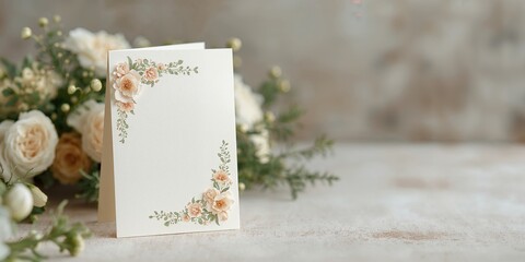 Vintage delicate wedding invitation with floral design, suitable for bridal celebrations and Valentine's Day, for romantic events