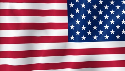 Red, white, and blue flag with horizontal stripes and a blue canton filled with white stars, waving gently with a soft, silky texture and realistic highlights