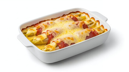 Belgian Chicons au Gratin Isolated on White Background