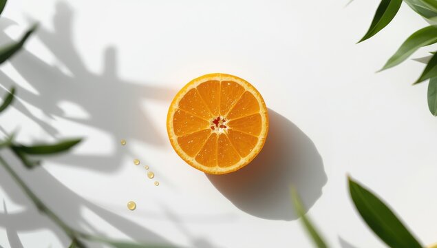 Calamine orange, ripe citrus with a balanced sweet and sour profile, white background, produce display