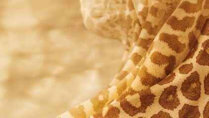 Giraffe print textile serving as a decorative backdrop for visual layouts and design elements