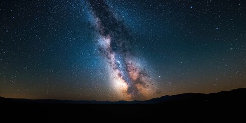 Night sky scene featuring the Milky Way galaxy with dense star clusters for astrophotography