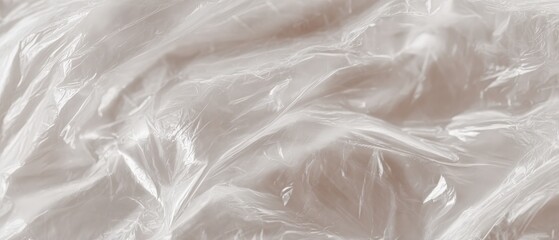 Fototapeta premium Closeup abstract texture of crinkled translucent plastic film, creating a soft, diffused light effect
