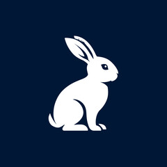 Obraz premium White rabbit silhouette against a dark blue background suitable for design use