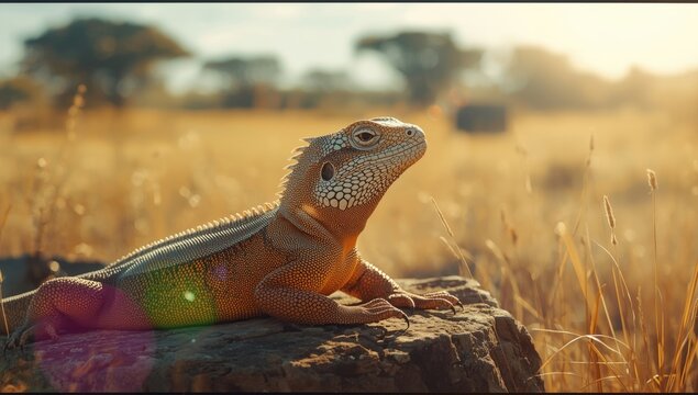 Likkewaan resting on rocky surface, illustrating desert habitat adaptation, World Reptile Day