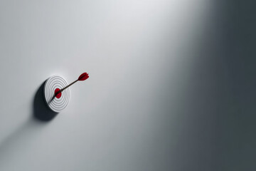 This premium concept scene features a white, minimalist target with a vibrant arrow in the center.