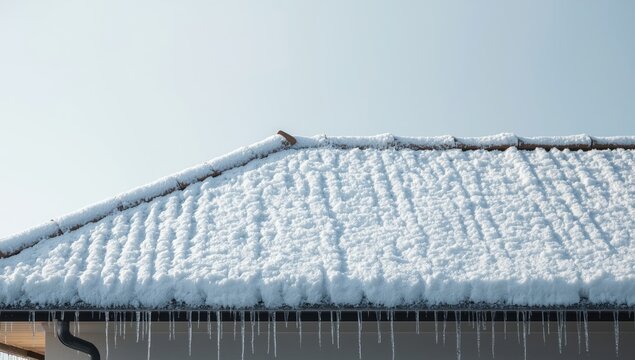 House rooftop tiled with snow, illustrating seasonal cold, winter climate, Earth Day