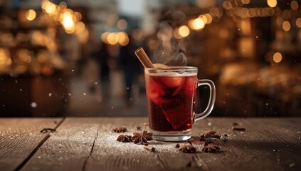Warm mulled wine in a glass, highlighting festive drink serving for seasonal celebrations