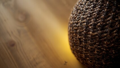 Detailed view of a dark brown bamboo basket highlighting its textured surface for storage or presentation purposes