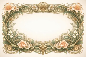 Plant and flower themed banner with elegant art nouveau organic shapes for decorative headlines and posters