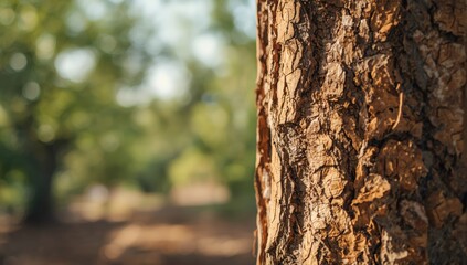 Cork oak bark surface, highlighting organic pattern for eco-friendly product use