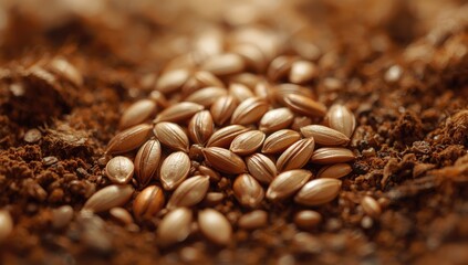 Ground-level view of sunflower seeds scattered, illustrating natural seed dispersal and collection techniques