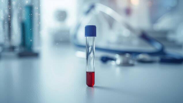 Blood sample tube for virus detection, highlighting medical testing procedures