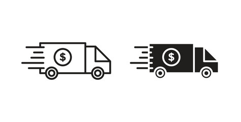 Shipping charges icons symbol. Simple, flat design for web or mobile app