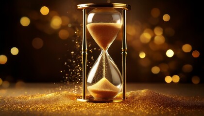 elegant hourglass with flowing golden sand