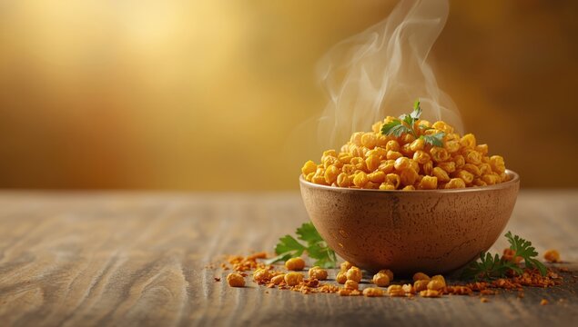 Moong Dal Namkeen, a crispy Indian snack, used in tea time, focusing on snack preparation and texture