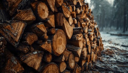Close up of chopped firewood, suitable for illustrating seasonal firewood stacking techniques