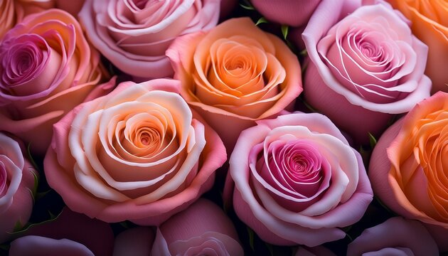 close up of beautiful pink and orange roses - Powered by Adobe