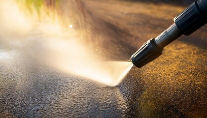 high pressure cleaning of a surface with water spray a close up shot captures a high pressure washer in action spraying water onto a surface creating a mist
