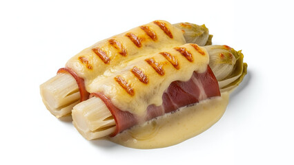 Premium Belgian Endive Gratin Isolated on White