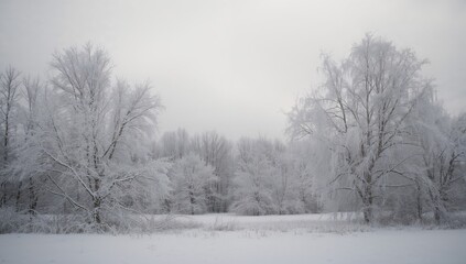 Obraz premium Frozen tree limbs in a snow-dusted winter setting, highlighting seasonal preservation