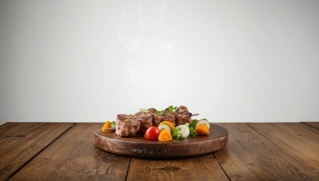 Turkish and Greek meat dishes served on a rustic wooden surface, highlighting grilling and cooking methods