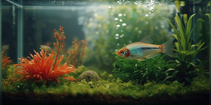 Celestial pearl danio in an aquarium, focusing on colorful patterns for aquatic habitat decoration, World Aquatic Animal Day