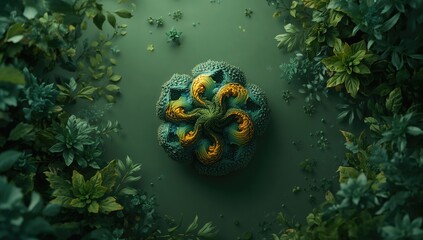 Detailed fractal vegetable structure with complex patterns in outdoor environment, ideal for nature-themed layouts