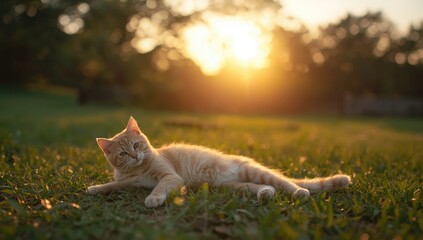 Stray feline relaxing on a sunny day, highlighting animal adaptation