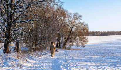 winterliche Schneelandschaft  auf den Feldern und &Auml;ckern im Norden von Berlin, Berlin-L&uuml;bars, Reinickendorf, Deutschland