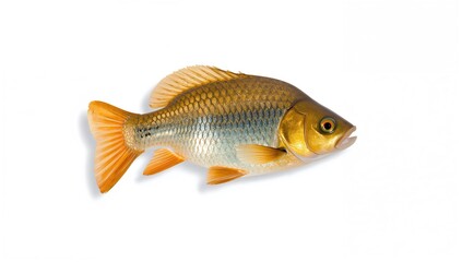 Obraz premium Crucian carp fish separated from background, emphasizing clarity for advertising or illustration