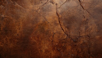 Detailed shot of weathered leather with rich brown and tan tones, highlighting texture and aging process