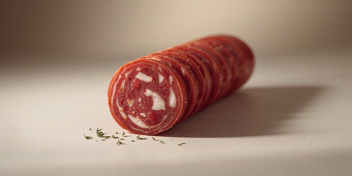 Sliced salami sausage with visible spices, highlighting food preservation practices, World Food Day