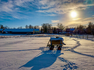 winterliche Schneelandschaft  auf den Feldern und &Auml;ckern im Norden von Berlin, Berlin-L&uuml;bars, Reinickendorf, Deutschland