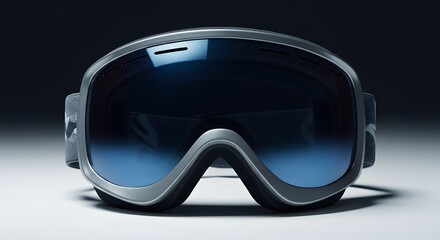 A pair of futuristic goggles with blue lenses.