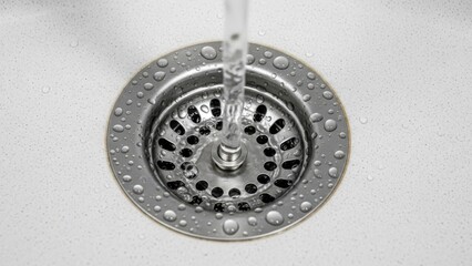 Stainless steel drain strainer isolated on white background