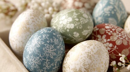 Decorative eggs on display during spring celebration in a bright setting
