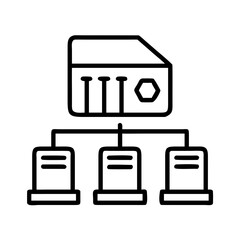 Hierarchical Server Structure Illustrating Distributed Computing Network with Multiple Servers