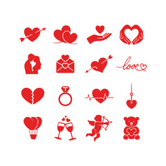 Red Love Valentine Collection Icon Set