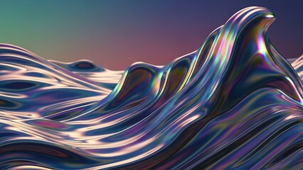 Vibrant iridescent wave design with rainbow colors gradient background