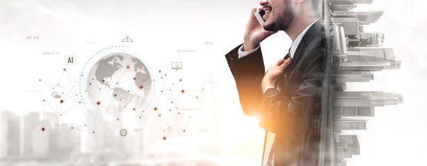 Global AI network showing connection between AI, global, and network elements across the digital world and data infrastructure Vouch