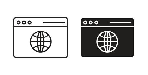 Browser icons illustration, editable stroke, flat design style isolated on white