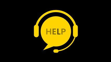 Help Support Icon with Headset and Speech Bubble on Transparent Background, Customer Service Symbol for UI UX Design, Technical Assistance, Call Center, Online Chat, Helpdesk Animation, Alpha Channel - Powered by Adobe