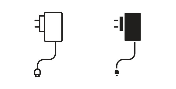 Charger icons illustration, editable stroke, flat design style isolated on white