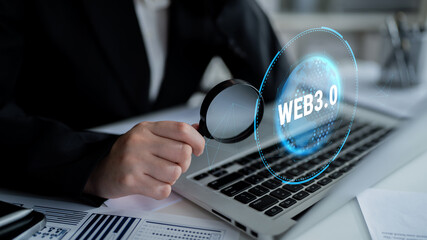 The global impact of the Web 3.0 next generation internet. A futuristic concept of a worldwide decentralized network and digital transformation. Motif